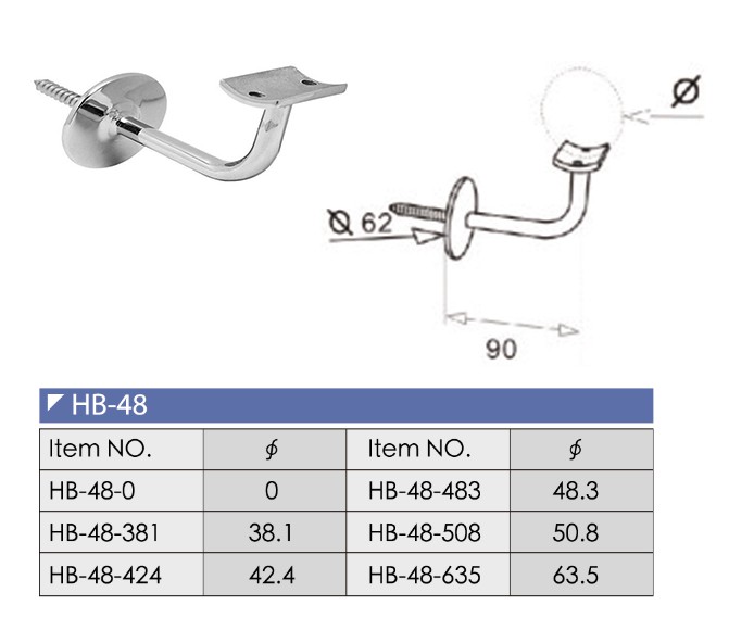 Factory Price railing handrails glass spigot rounded brackets