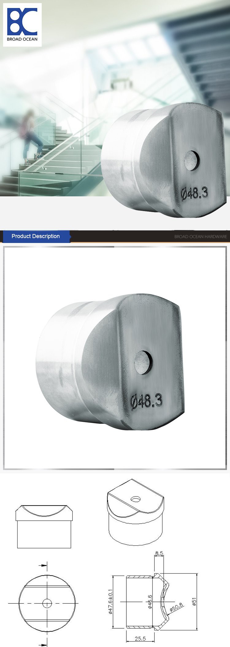 Factory Price round handrail bracket