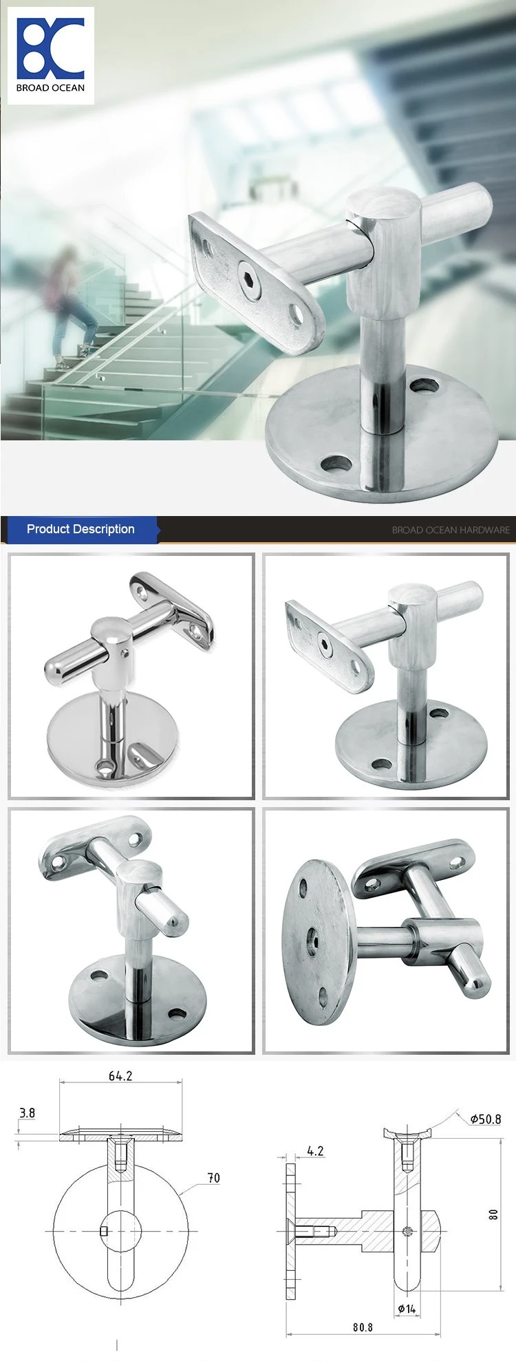 High quality handrail support bracket