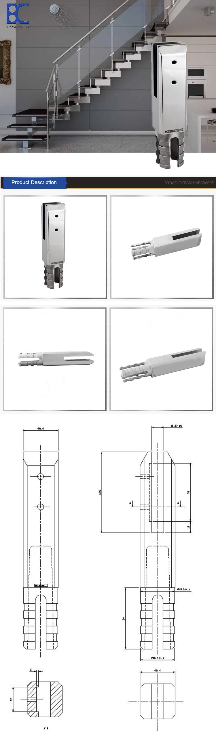 Factory Price stainless steel spigot glass clamp